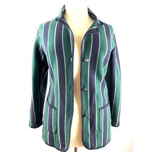 VTG Striped French Parisian Grandma Merino Wool Cardigan Sweater, Women’s Large